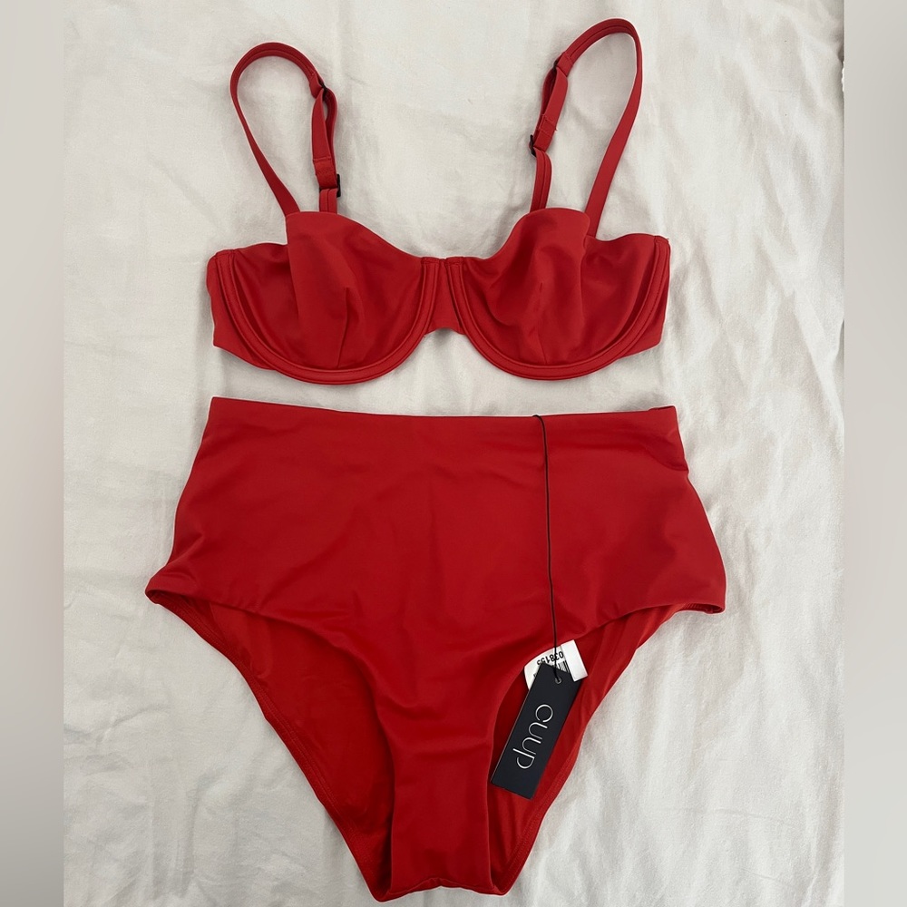 Cuup Balconette Top & Tap - Lava Swimsuit NWT